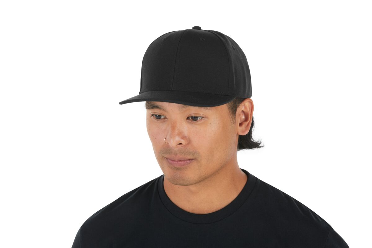 recycled-poly-classic-6-panel-hat-i5 WebPDP-HAT001002_Recycled_Poly_Classic_6Panel_Hat_Black_Studio_Harper_Studios_0723_Side_2__HAT001002OS.jpg
