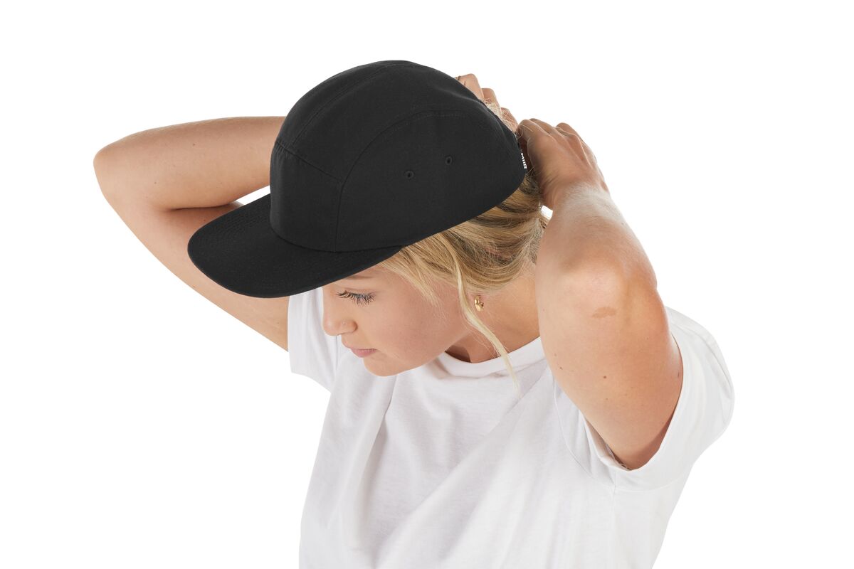 recycled-poly-flat-brim-5-panel-hat-i5 WebPDP-HAT003002_Recycled_Poly_Flat_Brim_5Panel_Hat_Black_Studio_Harper_Studios_0723_Side_4__HAT003002OS.jpg